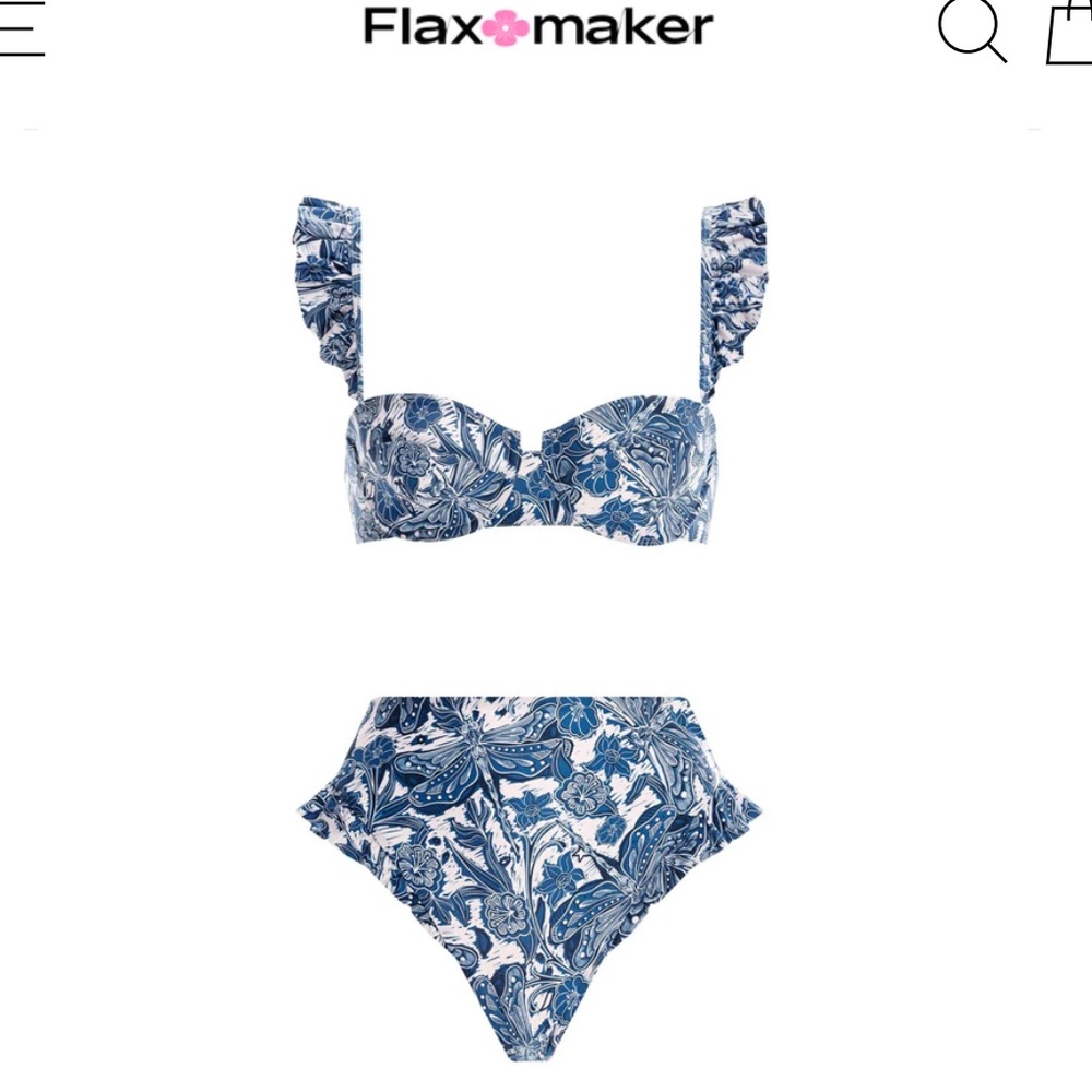 Flaxmaker Blue Dragonfly Printed Swimsuit